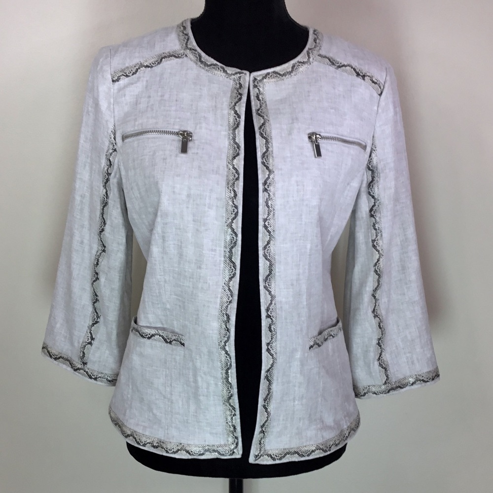 CHICO’S SNAKESKIN SORITA JACKET SIZE 1